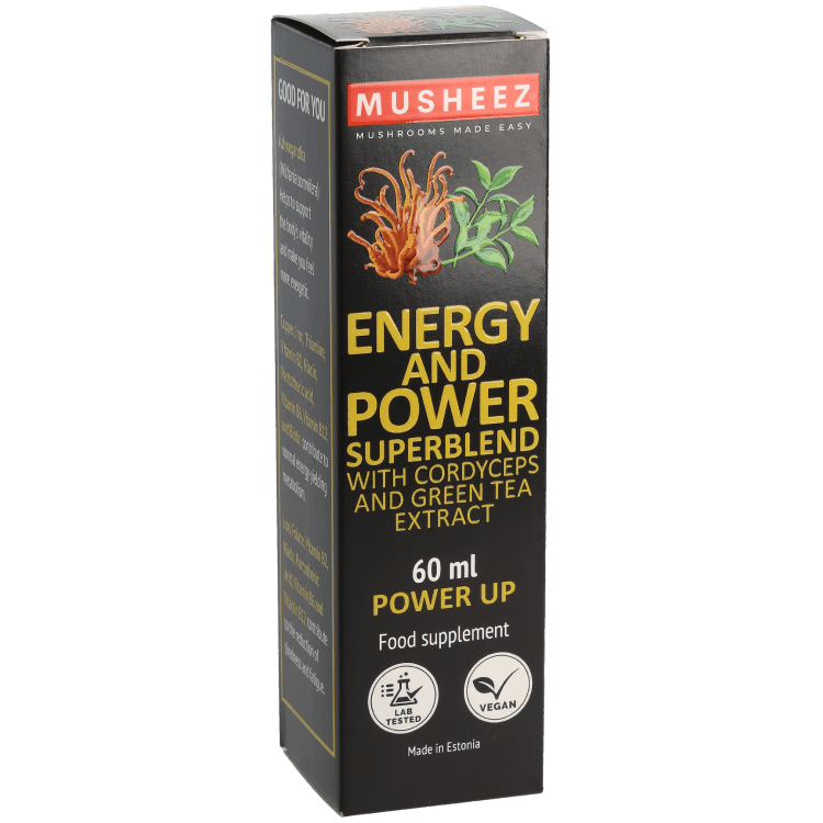 MUSHEEZ Energy and Power Superblend with Cordyceps and Green Tea 60 ml retail carton