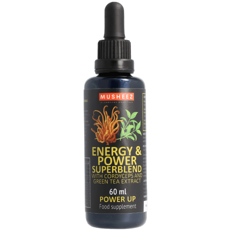 MUSHEEZ Energy and Power Superblend with Cordyceps and Green Tea 60 ml bottle with dosing pipette
