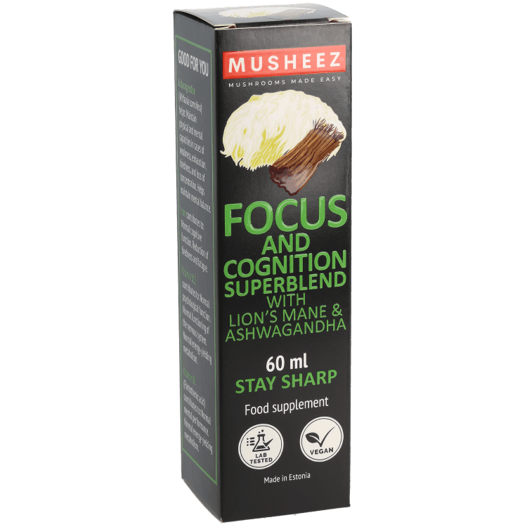 MUSHEEZ Focus and Cognition Superblend with Lion's Mane and Ashwagandha 60 ml retail carton