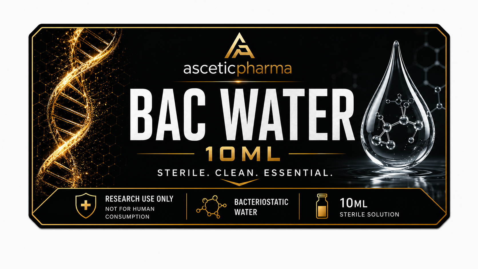 Bacteriostatic Water 10 ml label artwork