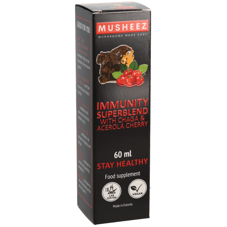 MUSHEEZ Immunity Superblend with Chaga and Acerola 60 ml retail carton